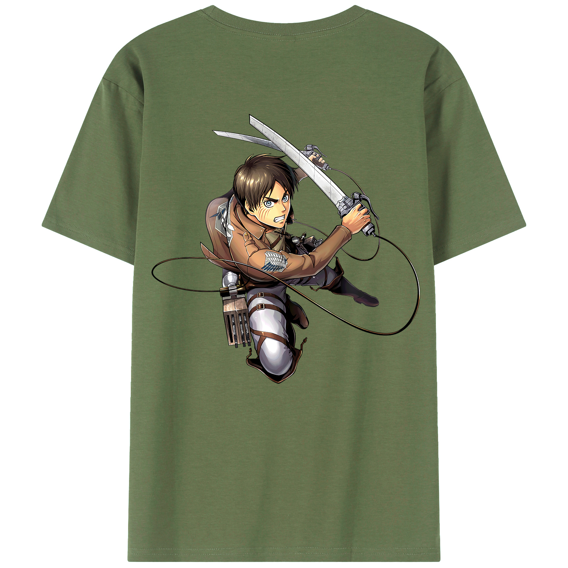 （画像用） 進撃の巨人 エレン･イェーガー Attack on Titan Eren Jäger 綿100％ メンズ半袖Tシャツ（バックプリント） 通気性